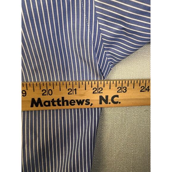Nautica Button Down Shirt Men's Large Slim Fit Blue Stripe Cotton Preppy Work - Picture 7 of 8